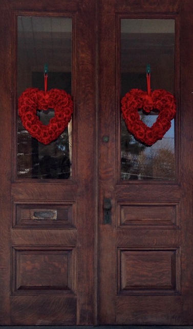red heart wreaths
