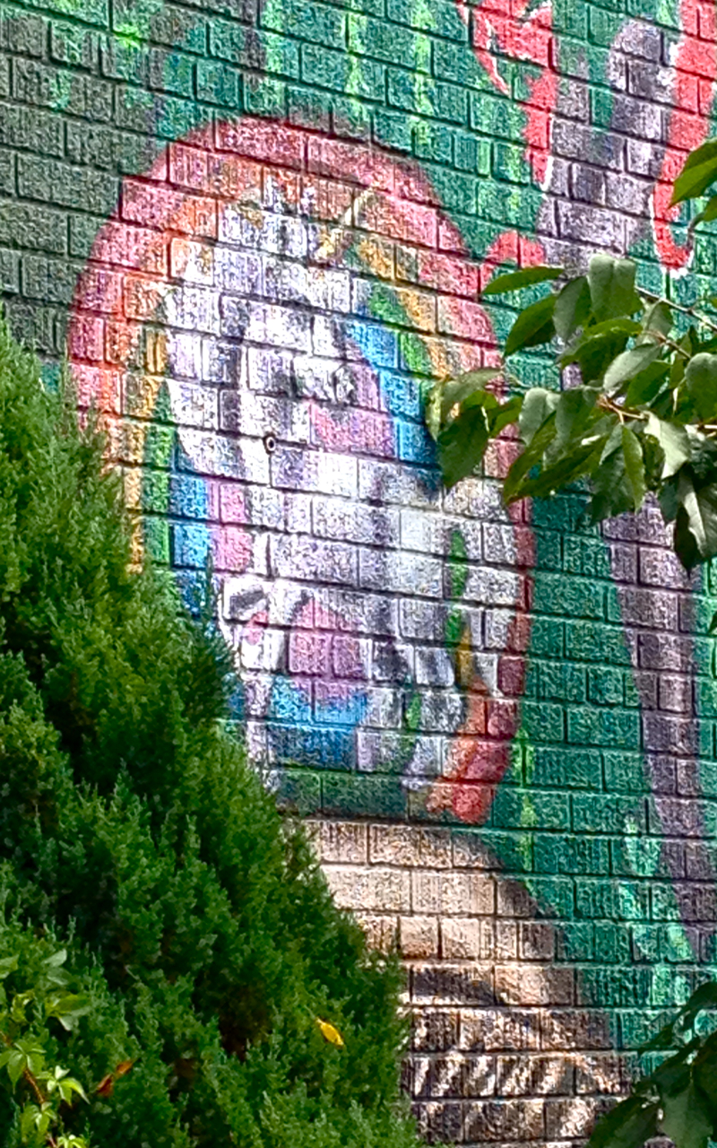 Unicorn in a rainbow, Detail of Fairyland Mural